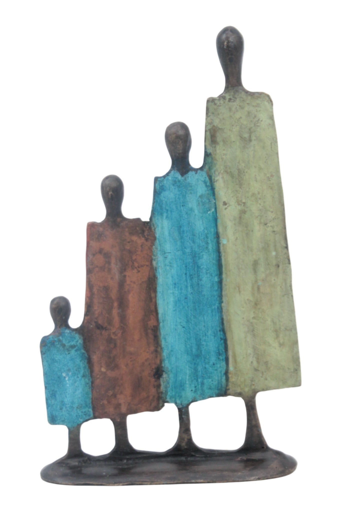 Famille 4 personnages marron et vert n°5 