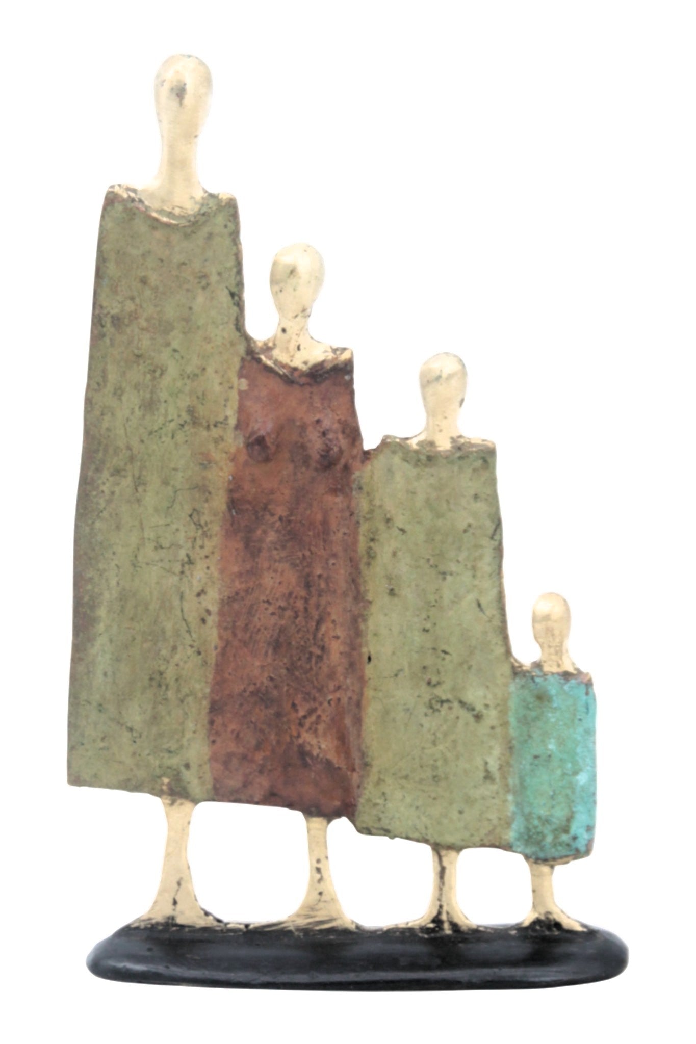 Famille 4 personnages marron et vert n°7 