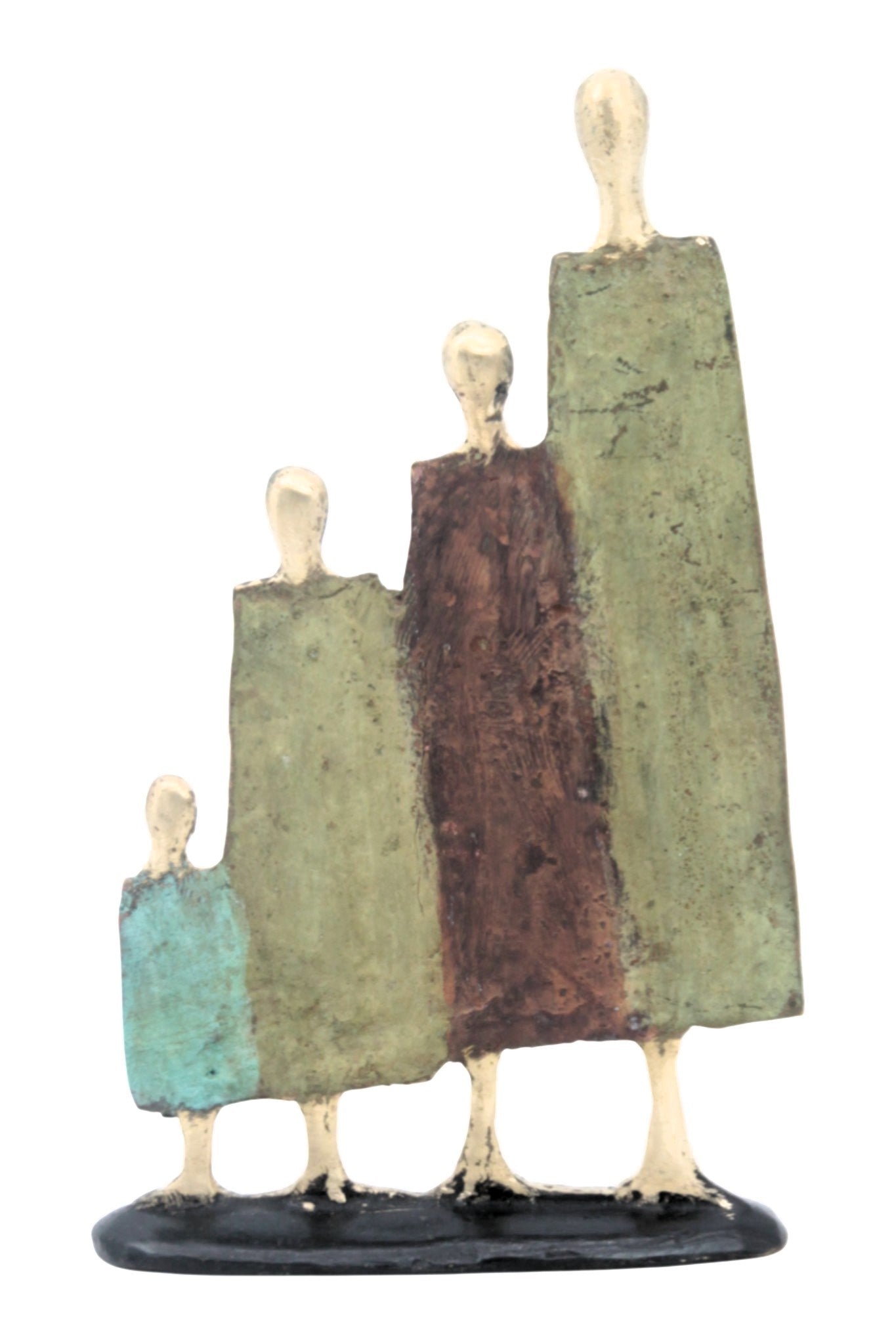 Famille 4 personnages marron et vert n°7 