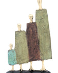 Famille 4 personnages marron et vert n°7 