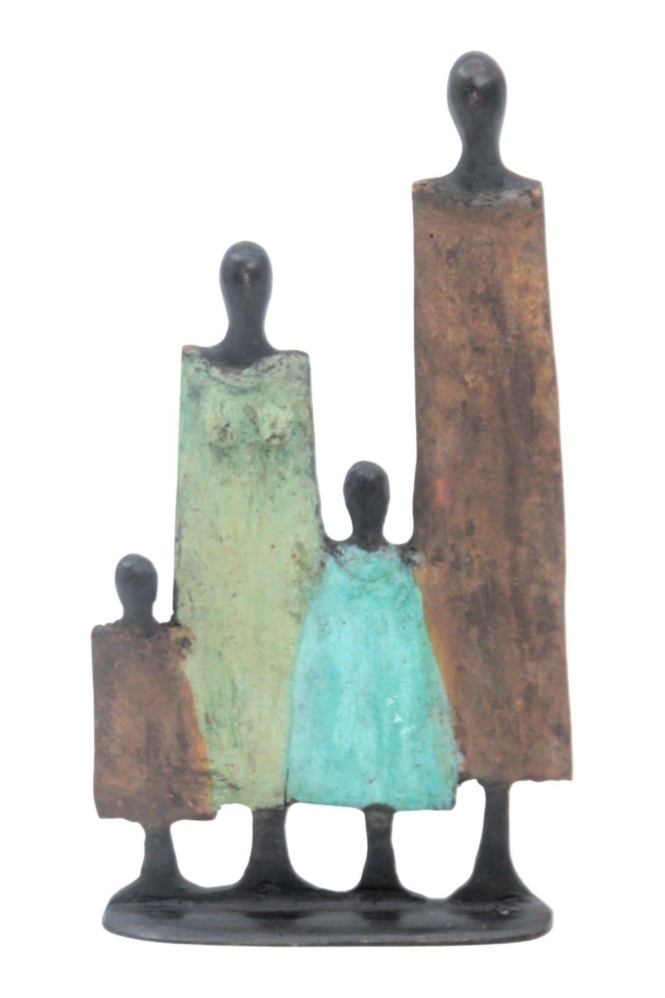 Famille 4 personnages marron et vert n°9 