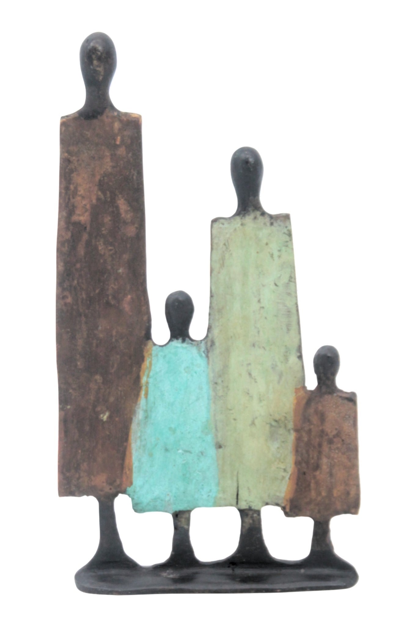 Famille 4 personnages marron et vert n°9 