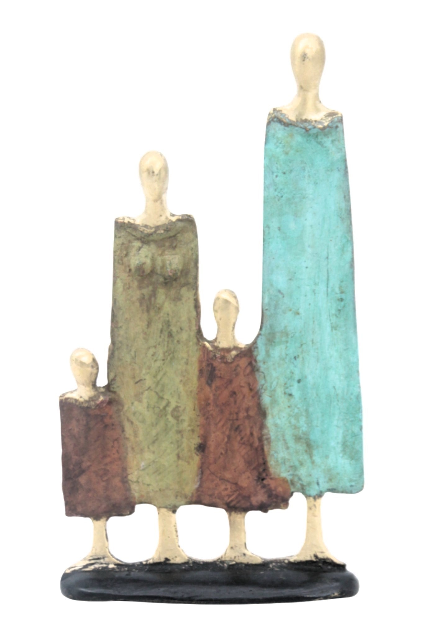 Famille 4 personnages marron et vert n°10 