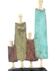 Famille 4 personnages marron et vert n°10 