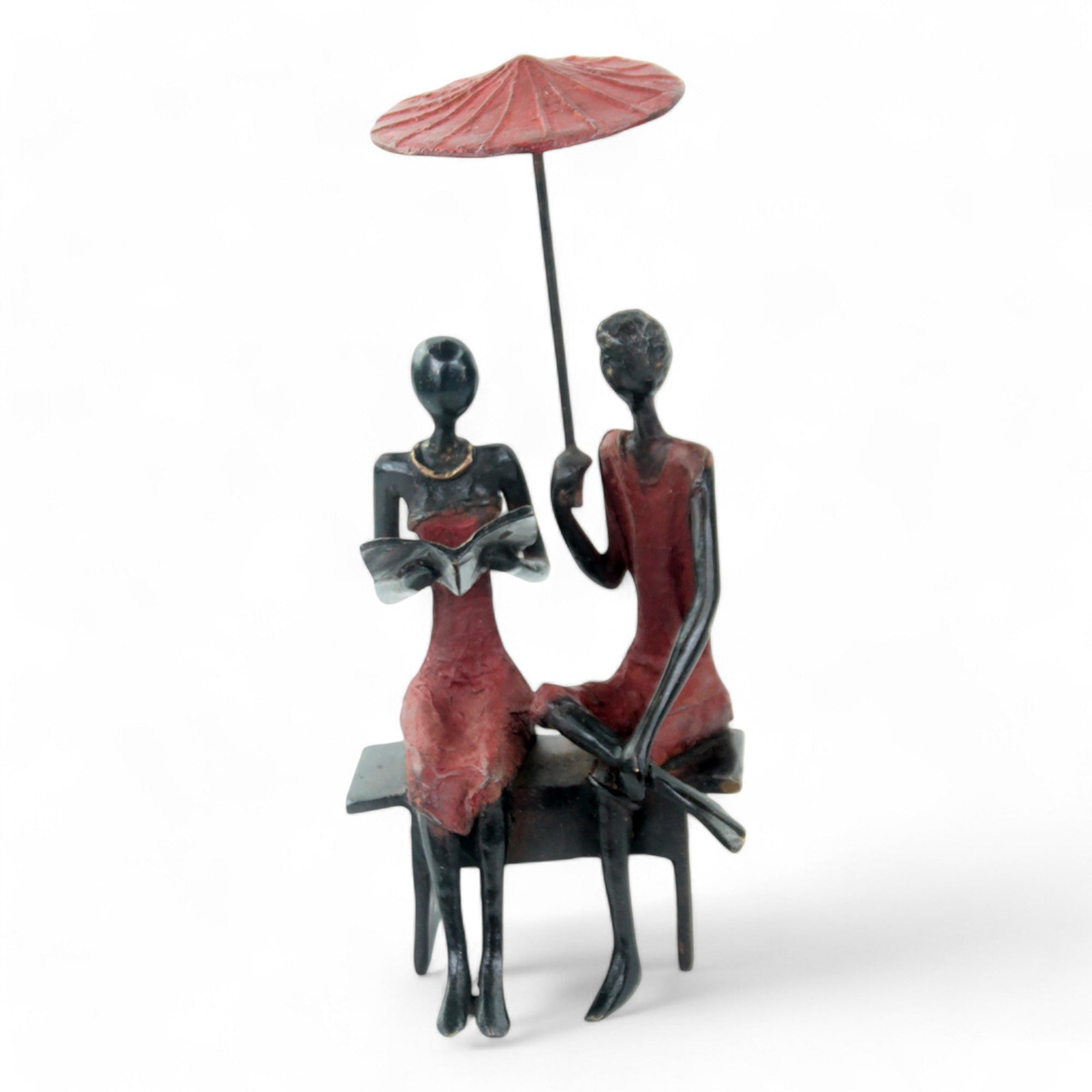 Bronze couple assis 20 cm rouge n°3 Bronzes d'Afrique