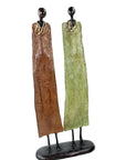 Couple plat 55 cm marron & vert Bronzes d'Afrique