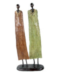 Couple plat 55 cm marron & vert Bronzes d'Afrique