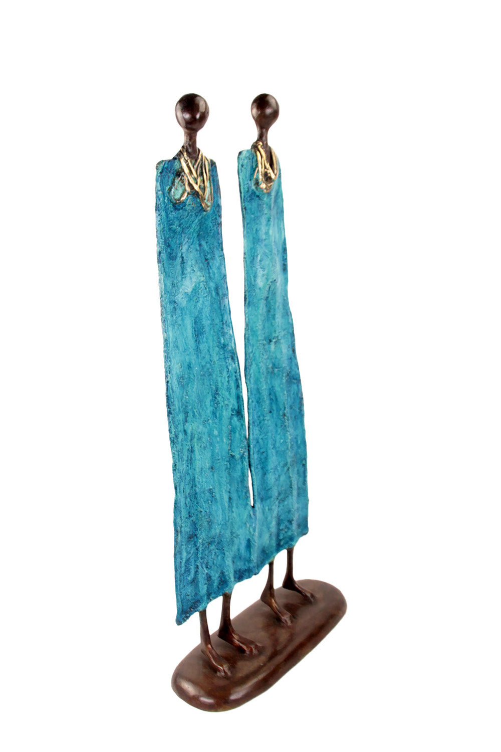 Couple plat 55 cm bleu Bronzes d'Afrique