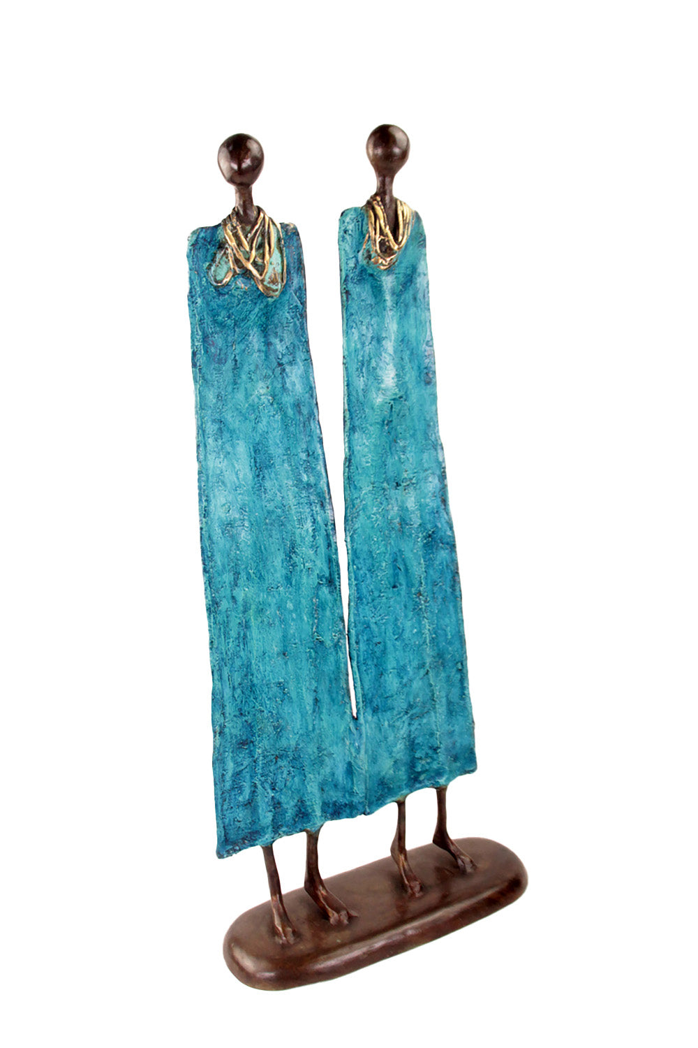 Couple plat 55 cm bleu Bronzes d'Afrique
