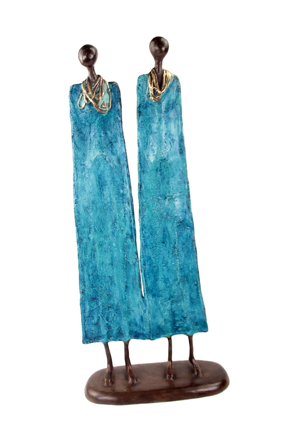 Couple plat 55 cm bleu Bronzes d'Afrique