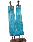 Couple plat 55 cm bleu Bronzes d'Afrique