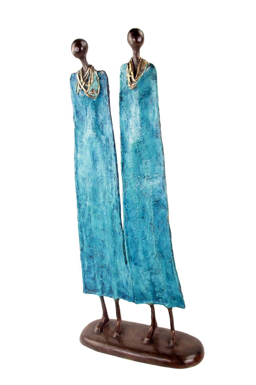Couple plat 55 cm bleu Bronzes d'Afrique