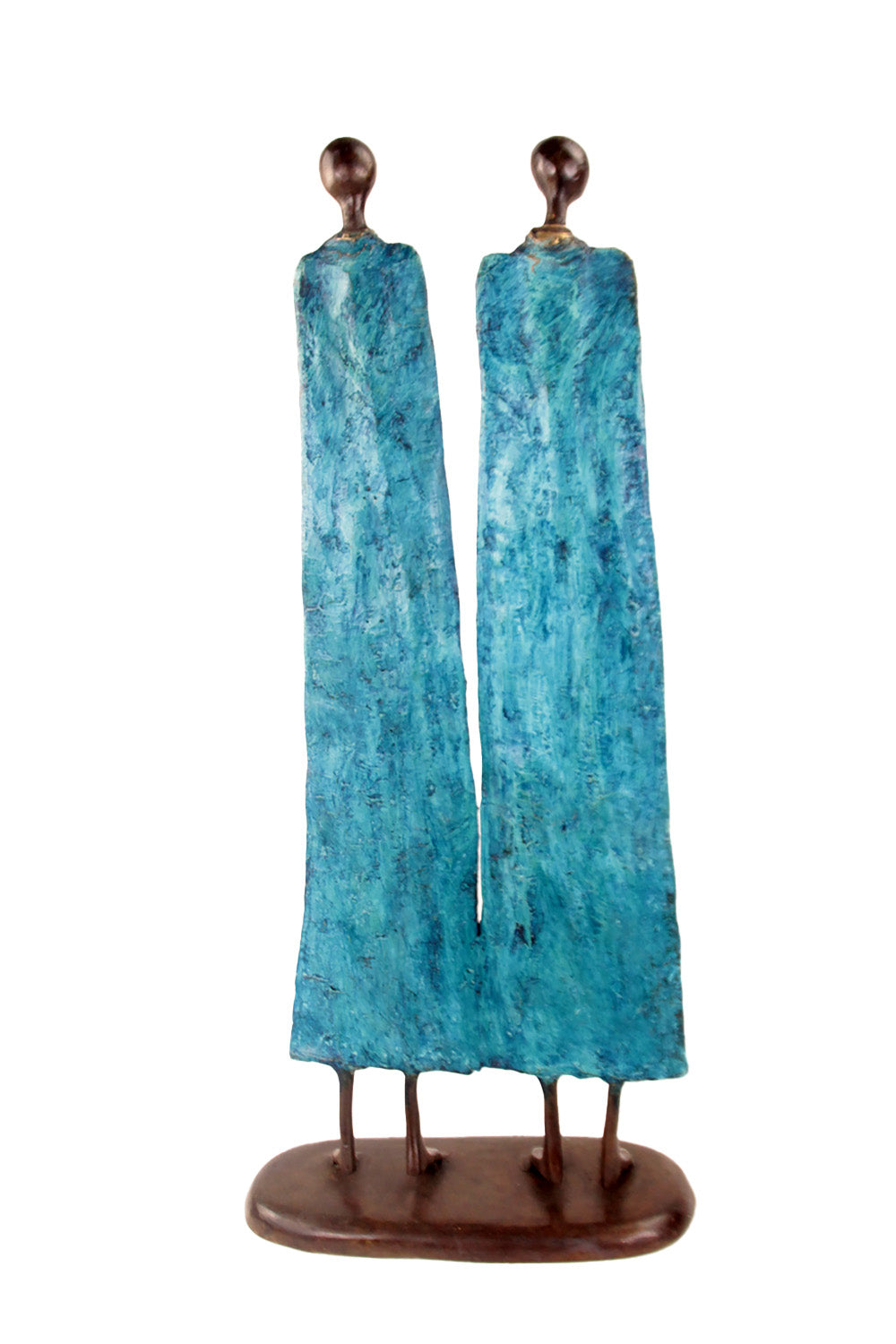 Couple plat 55 cm bleu Bronzes d'Afrique