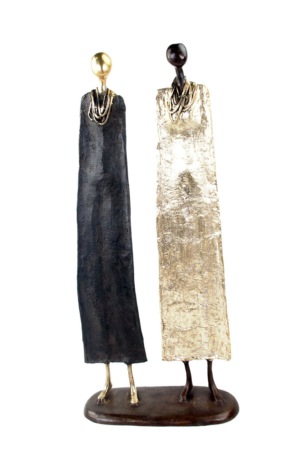 Couple plat 55 cm noir & doré Bronzes d'Afrique
