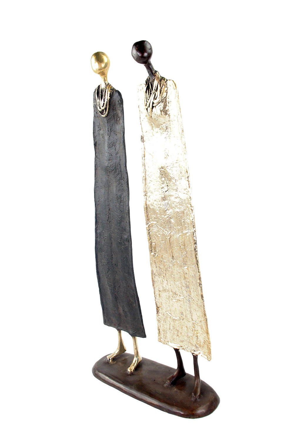 Couple plat 55 cm noir & doré Bronzes d'Afrique