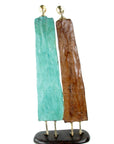 Couple plat 55 cm marron & turquoise Bronzes d'Afrique