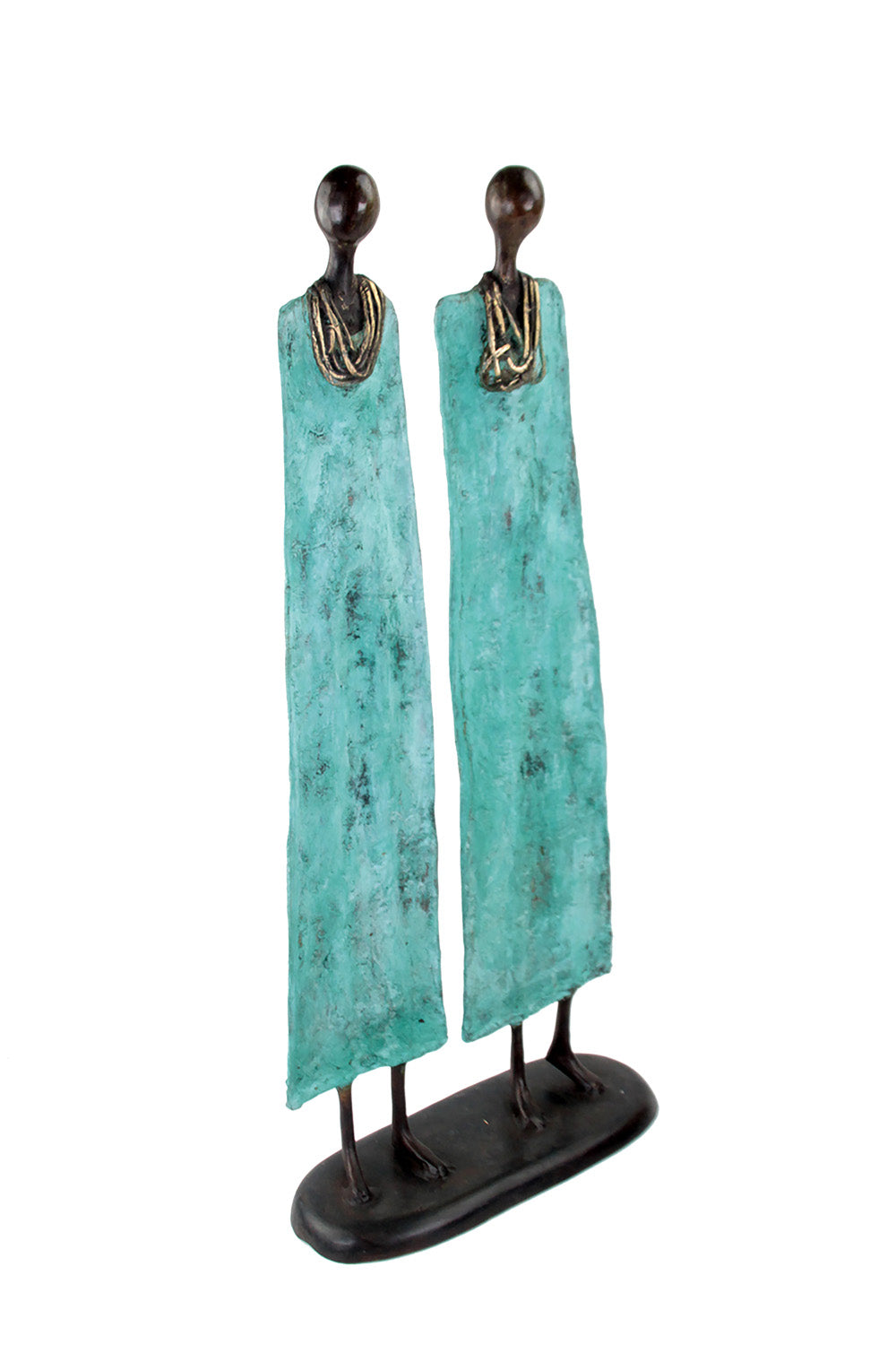 Couple plat 55 cm turquoise Bronzes d'Afrique