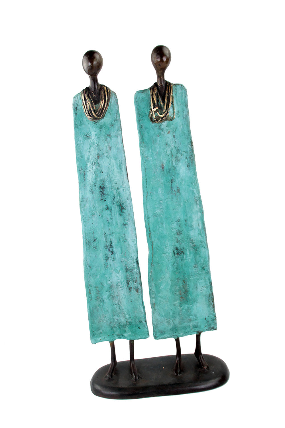 Couple plat 55 cm turquoise Bronzes d'Afrique