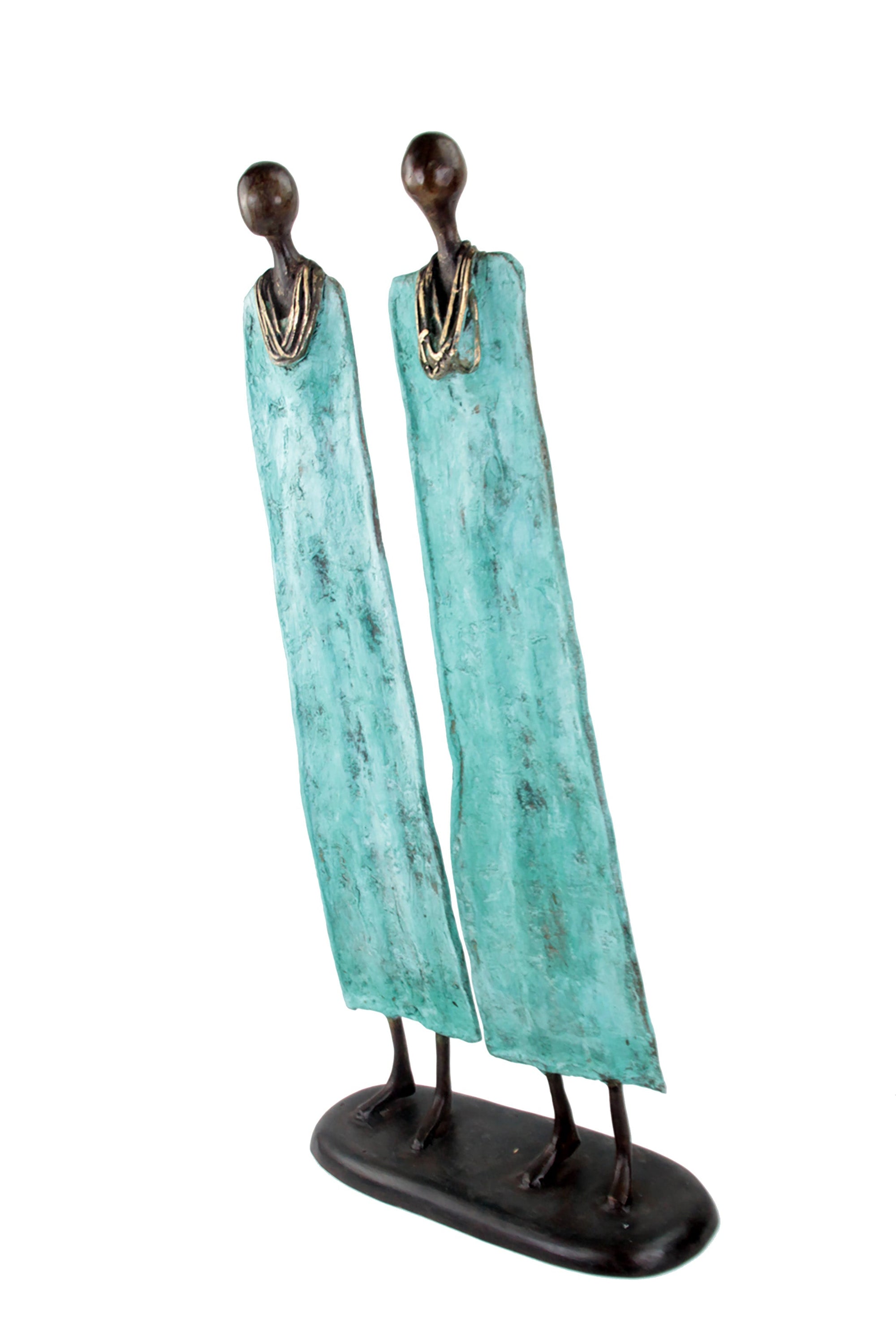 Couple plat 55 cm turquoise Bronzes d'Afrique