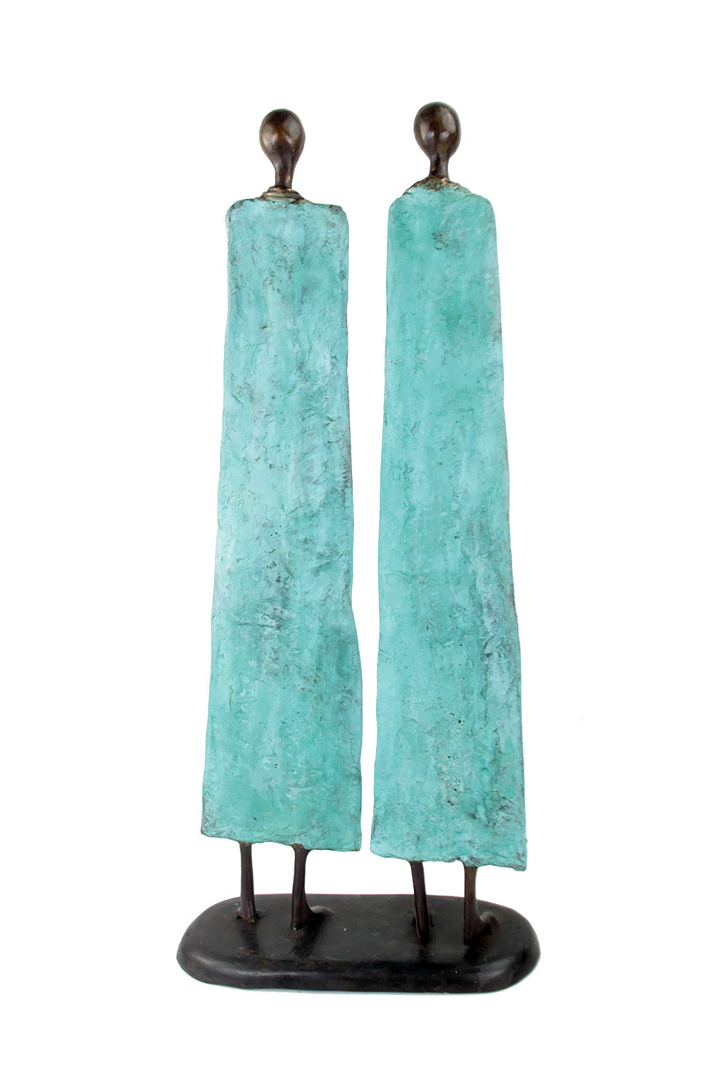 Couple plat 55 cm turquoise Bronzes d'Afrique