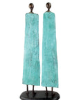 Couple plat 55 cm turquoise Bronzes d'Afrique