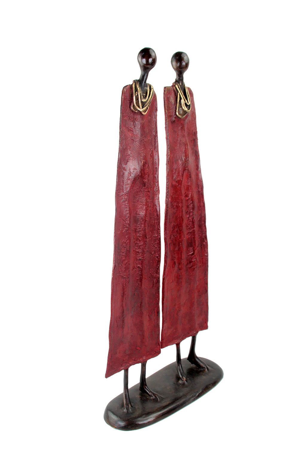 Couple plat 55 cm rouge Bronzes d'Afrique