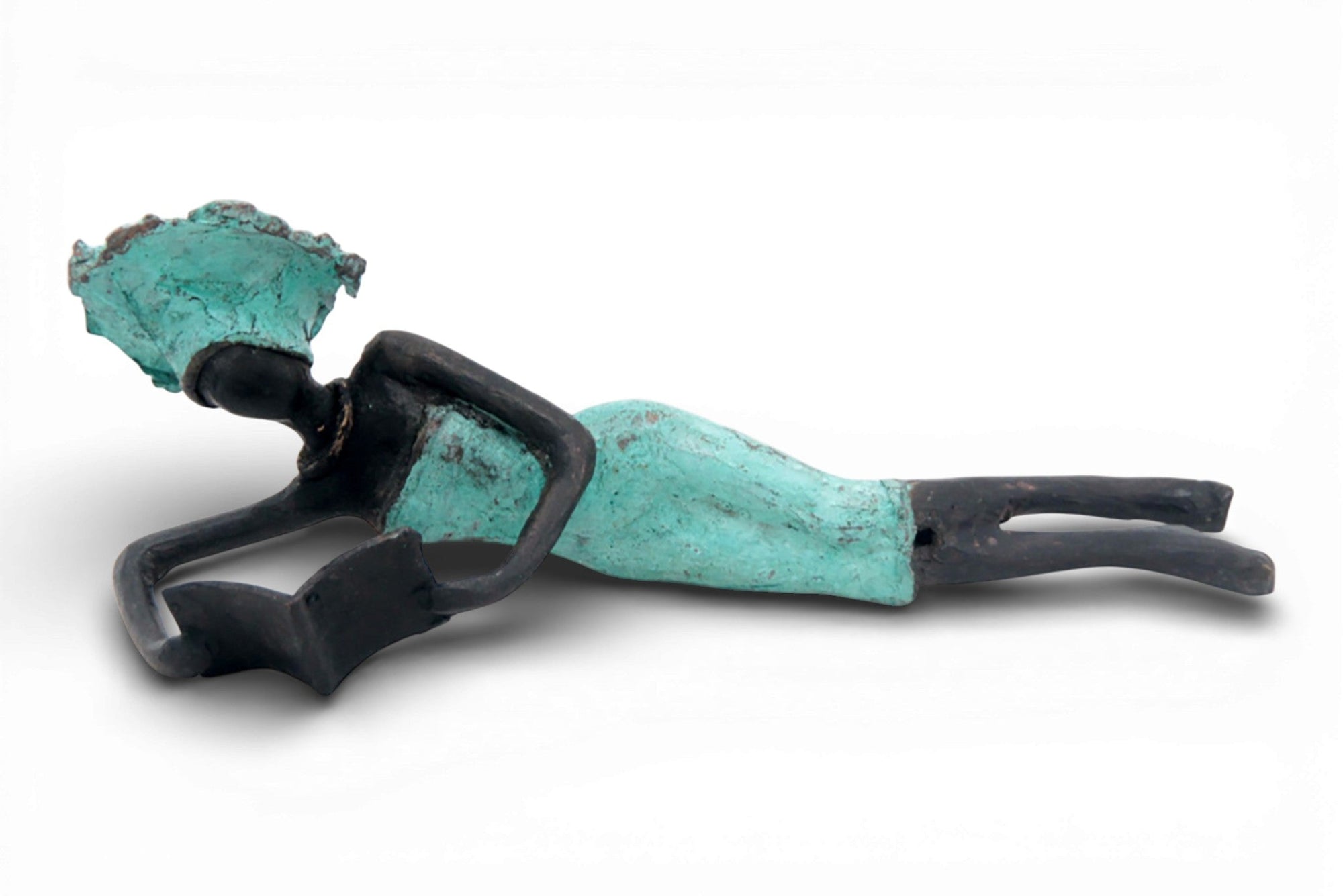 Bronze allongé 20 cm turquoise n°4 