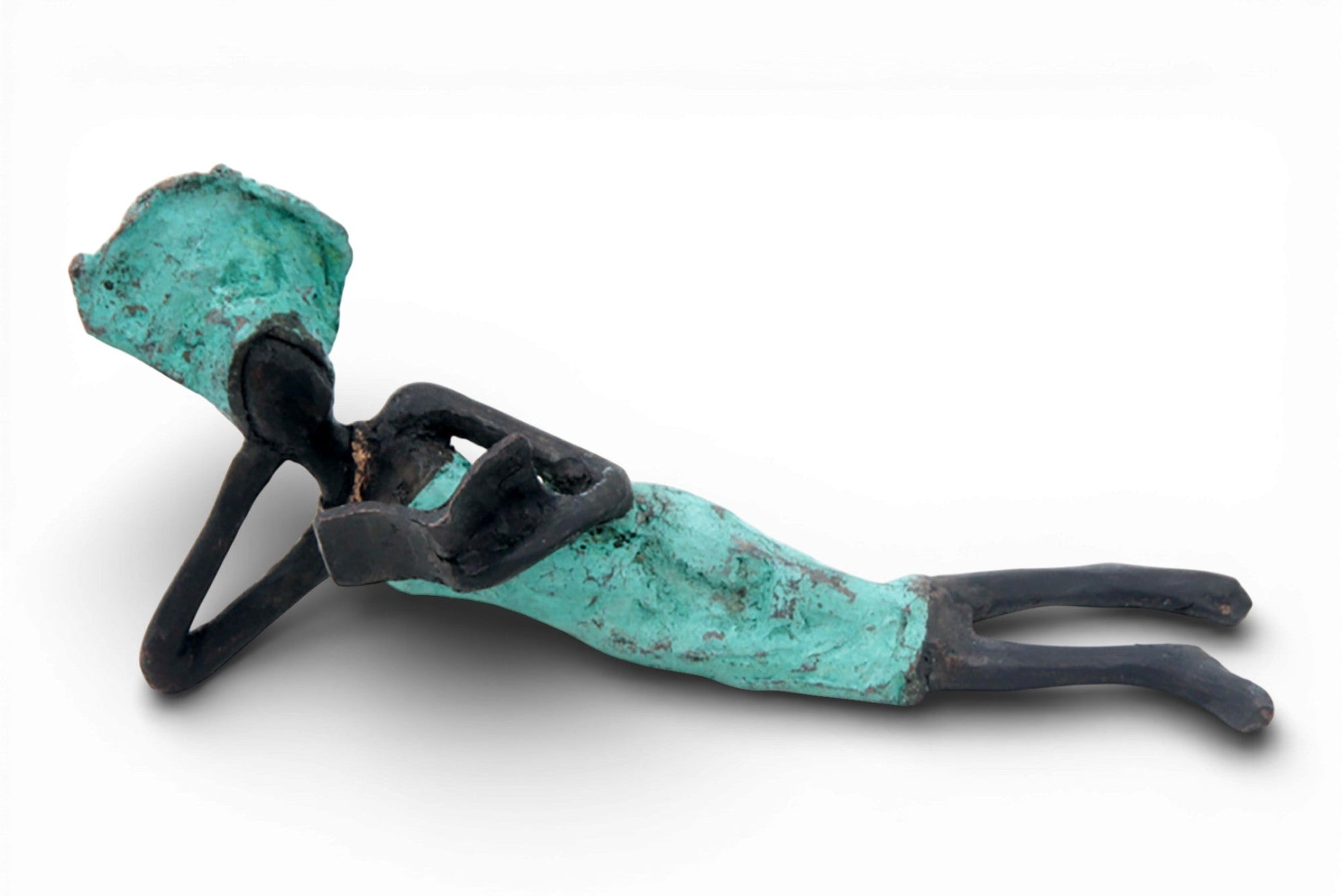 Bronze allongé 20 cm turquoise n°6 