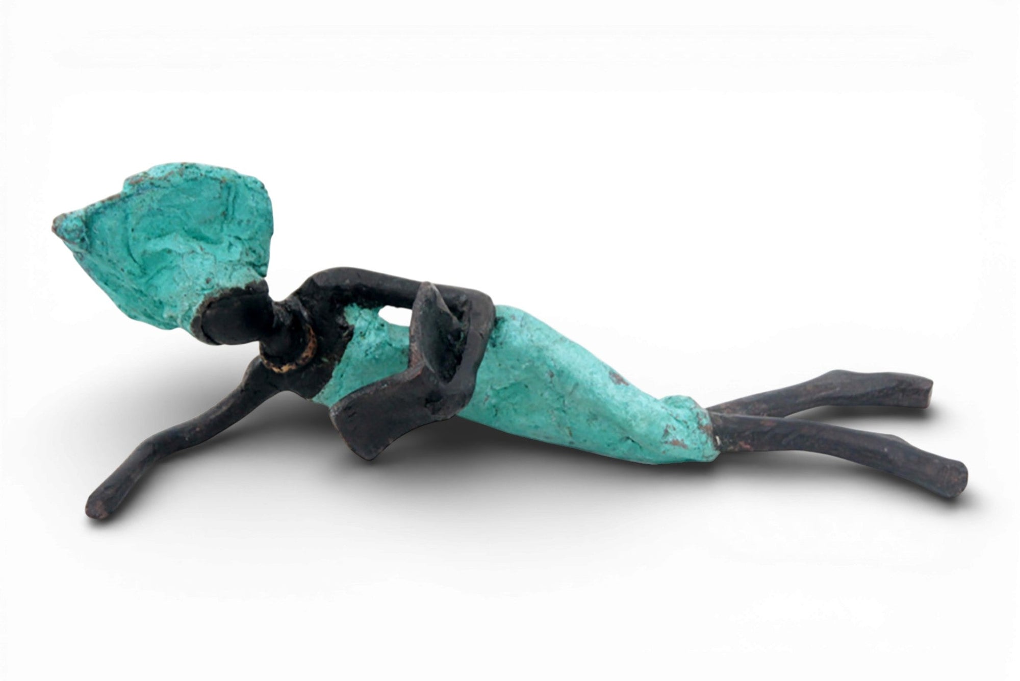Bronze allongé 20 cm turquoise n°10 