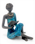 Bronze assis à poser 25 cm bleu n°4 