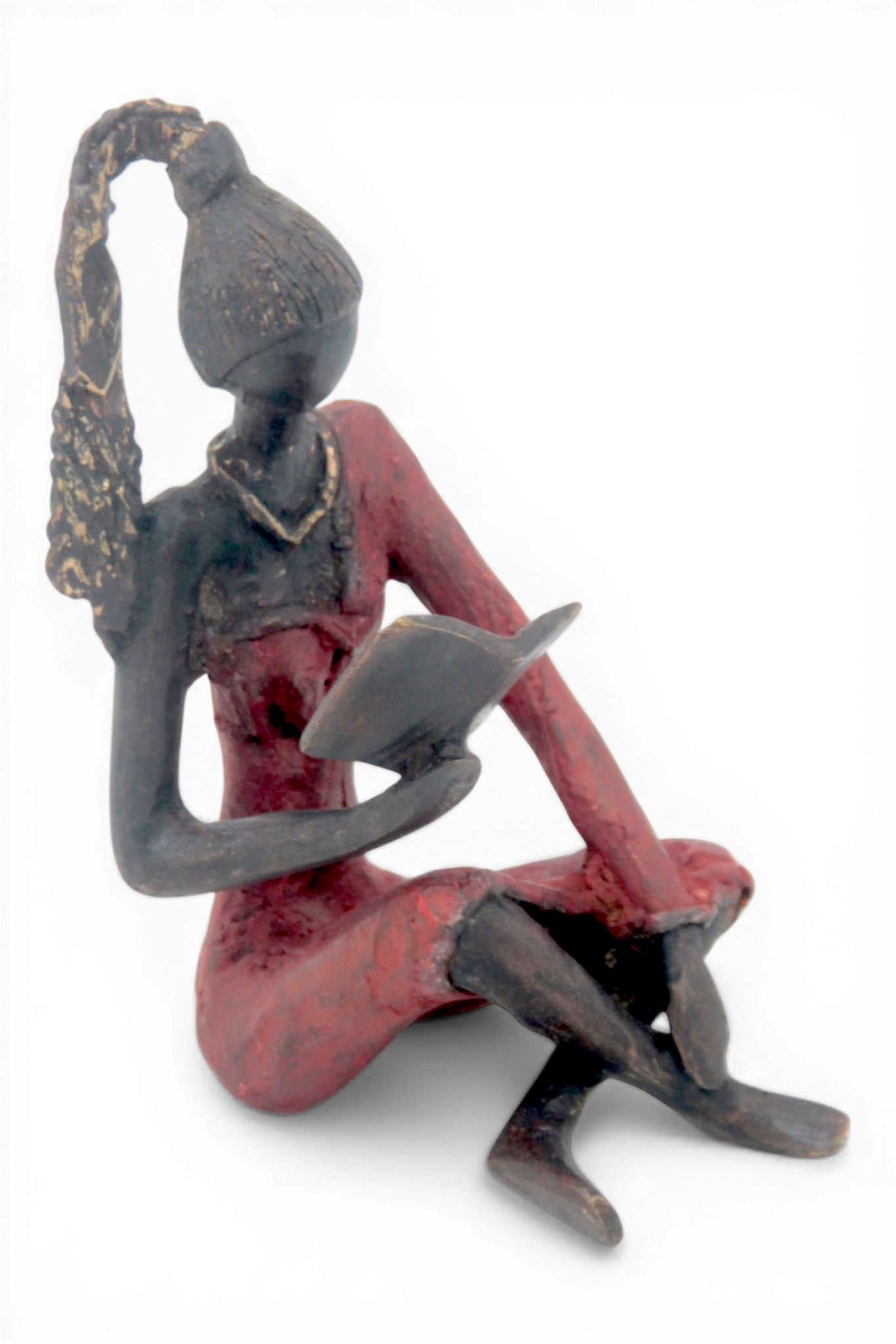 Bronze assis à poser 25 cm rouge n°1 
