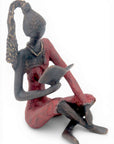 Bronze assis à poser 25 cm rouge n°1 