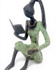 Bronze assis à poser 25 cm vert n°3 
