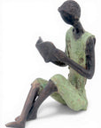 Bronze assis à poser 25 cm vert n°4 