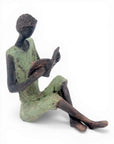 Bronze assis à poser 25 cm vert n°4 