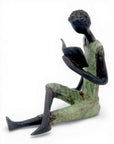 Bronze assis à poser 25 cm vert n°6 