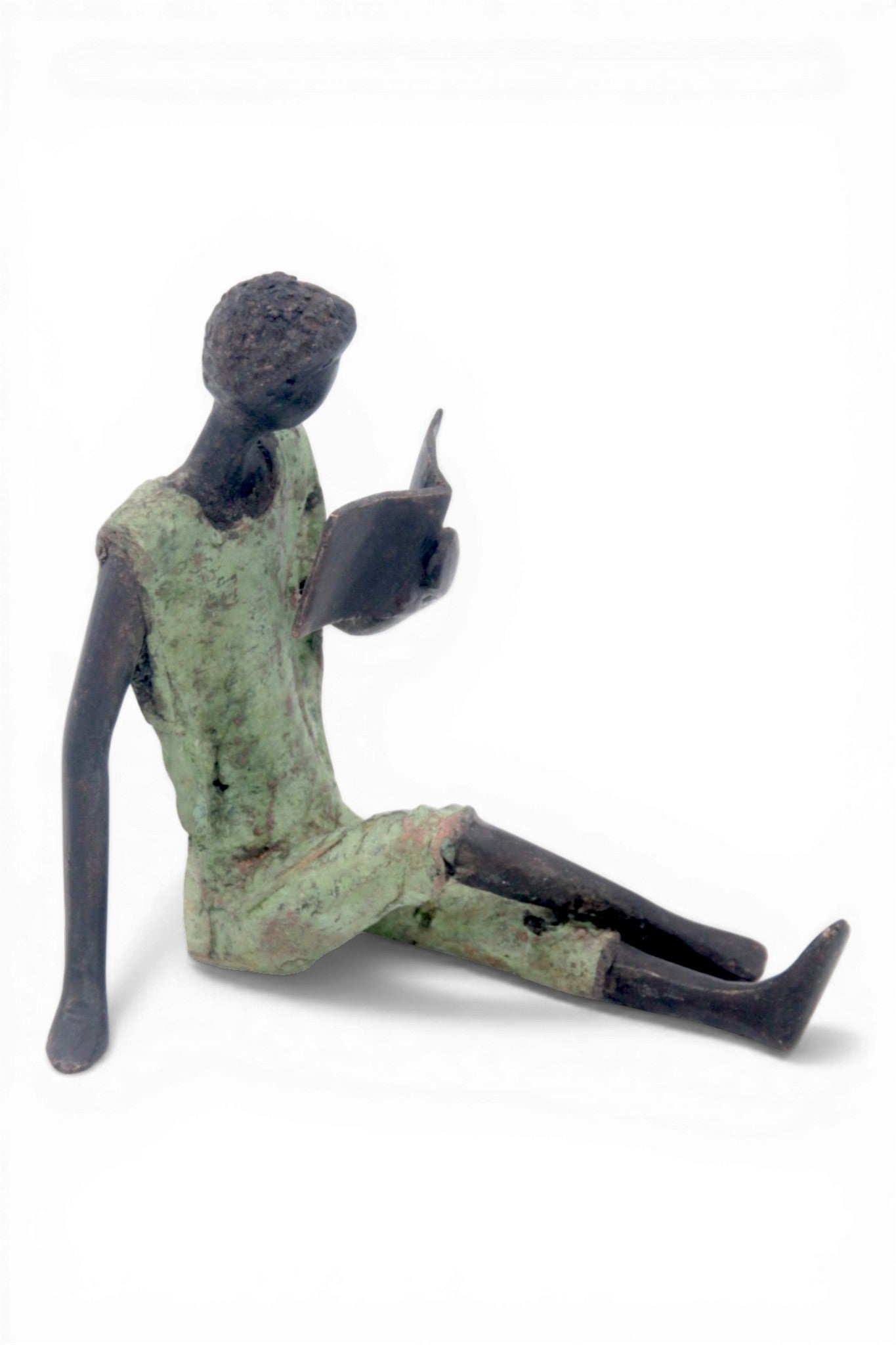 Bronze assis à poser 25 cm vert n°6 