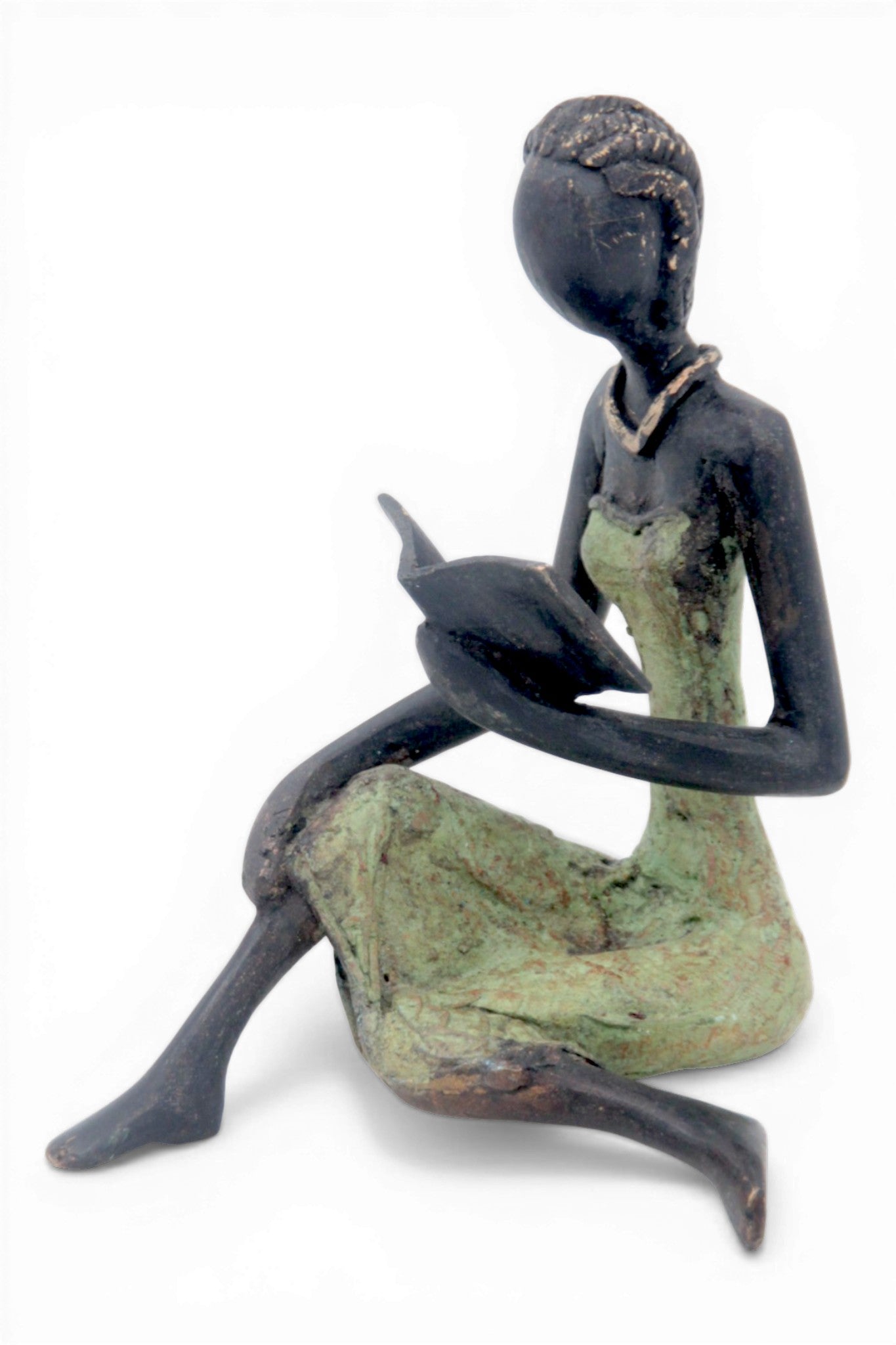 Bronze assis à poser 25 cm vert n°11 