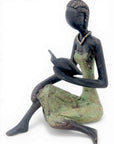 Bronze assis à poser 25 cm vert n°11 