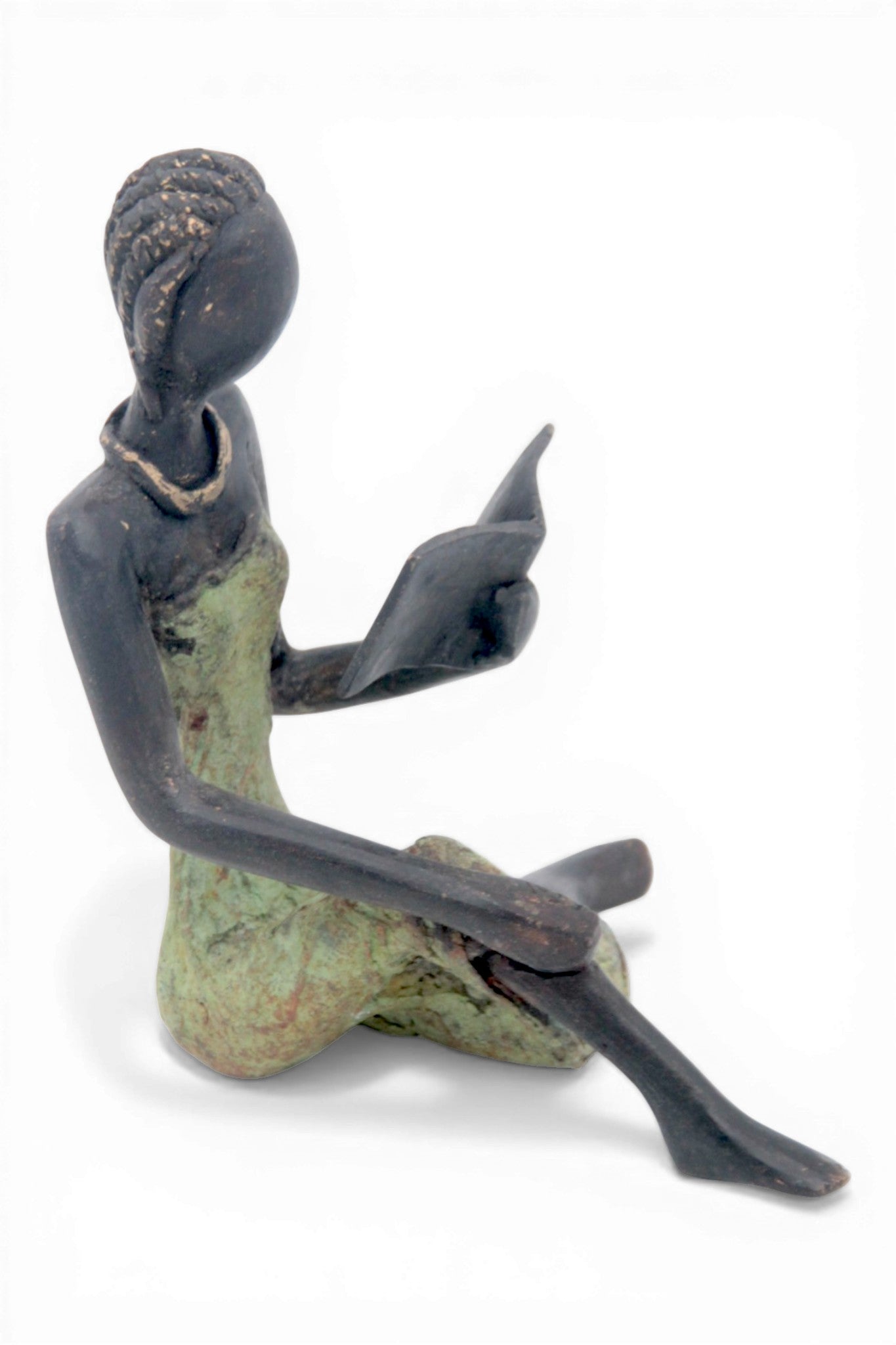 Bronze assis à poser 25 cm vert n°11 