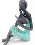 Bronze assis à poser 25 cm turquoise n°3 