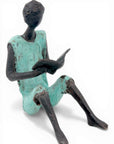 Bronze assis à poser 25 cm turquoise n°10 