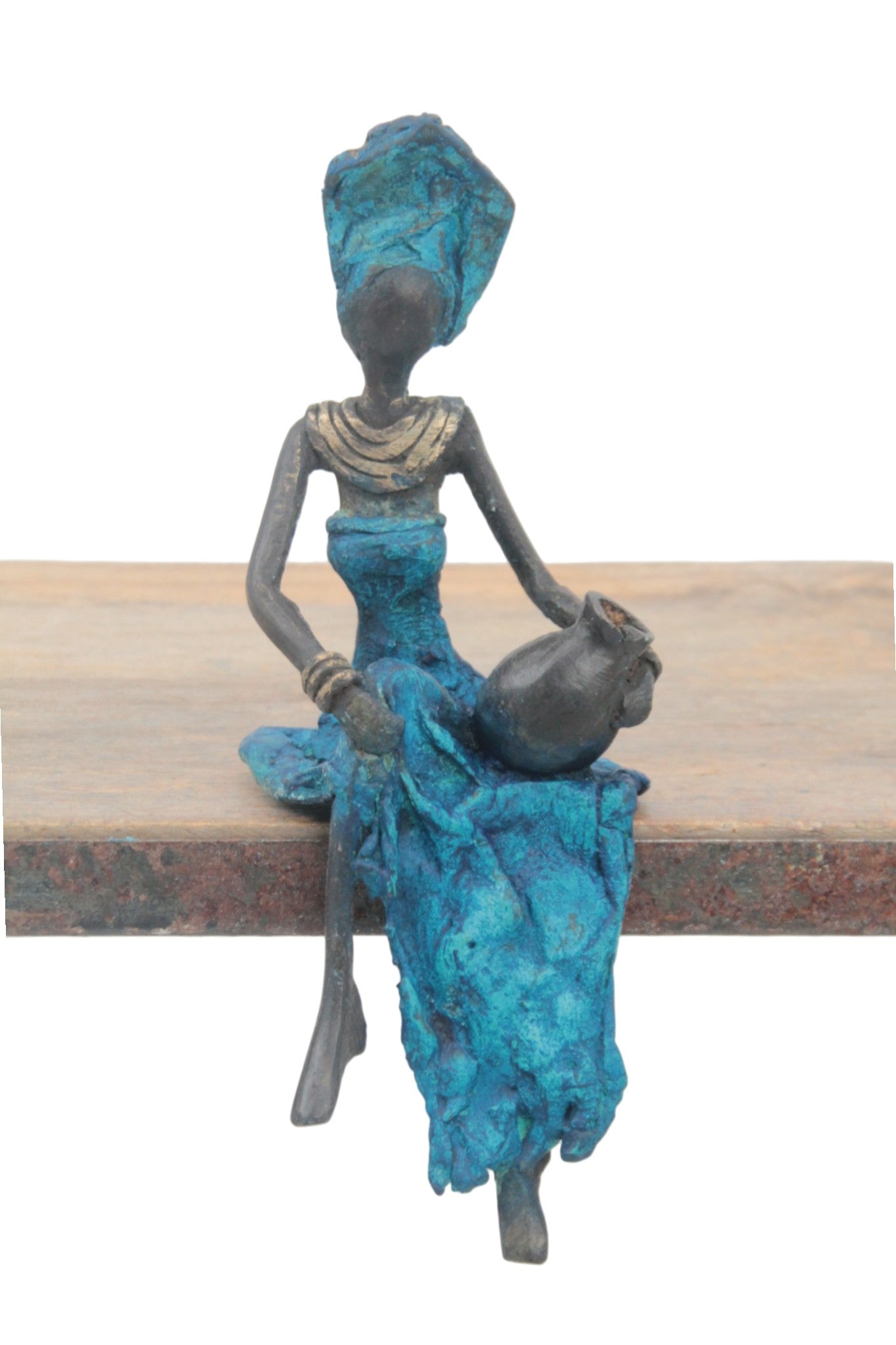 Bronze assis 15 cm bleu n°1 