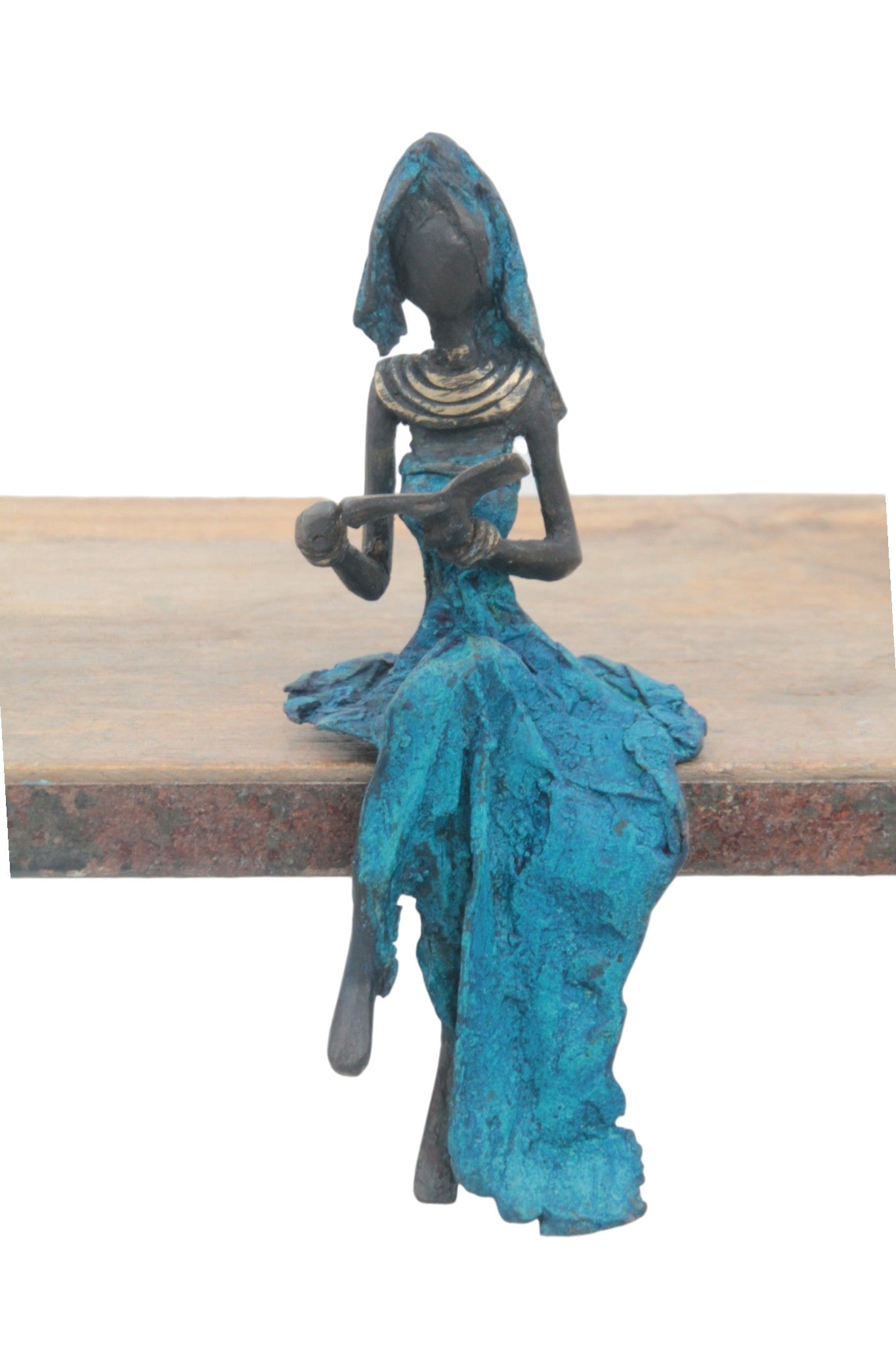 Bronze assis 15 cm bleu n°3 