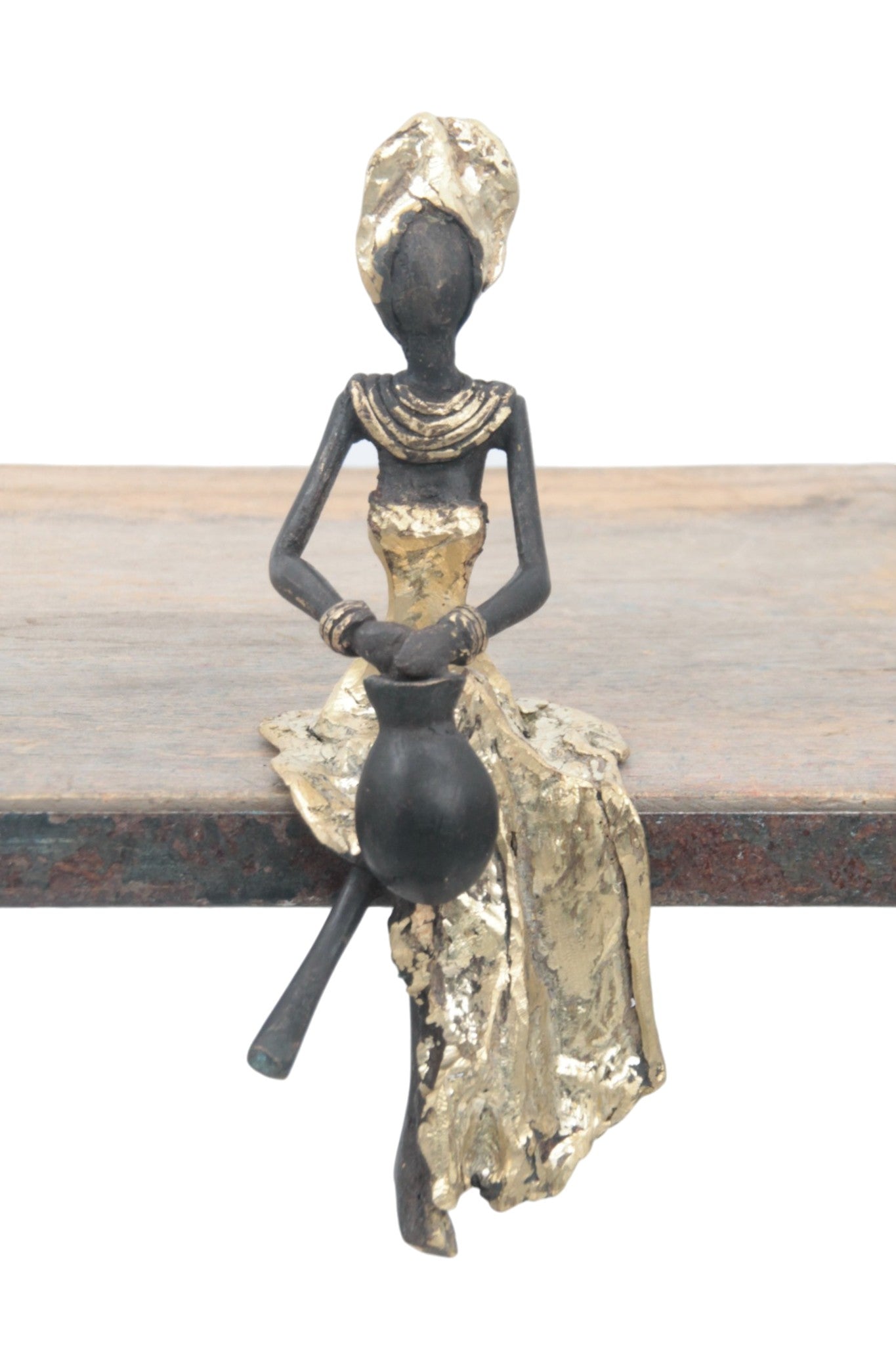 Bronze assis 15 cm doré n°1 