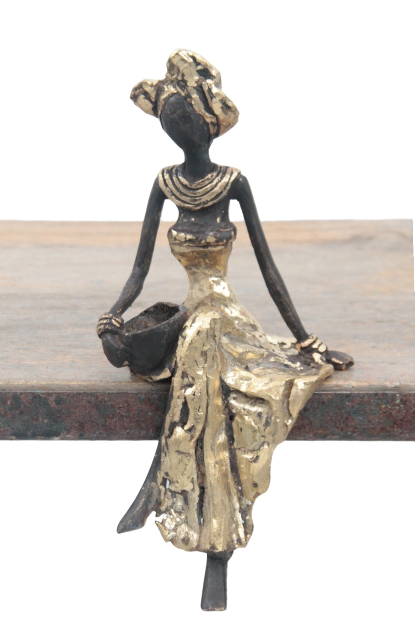 Bronze assis 15 cm doré n°3 