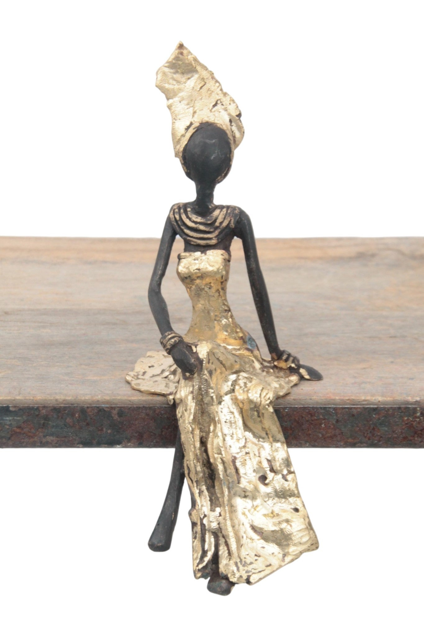 Bronze assis 15 cm doré n°8 