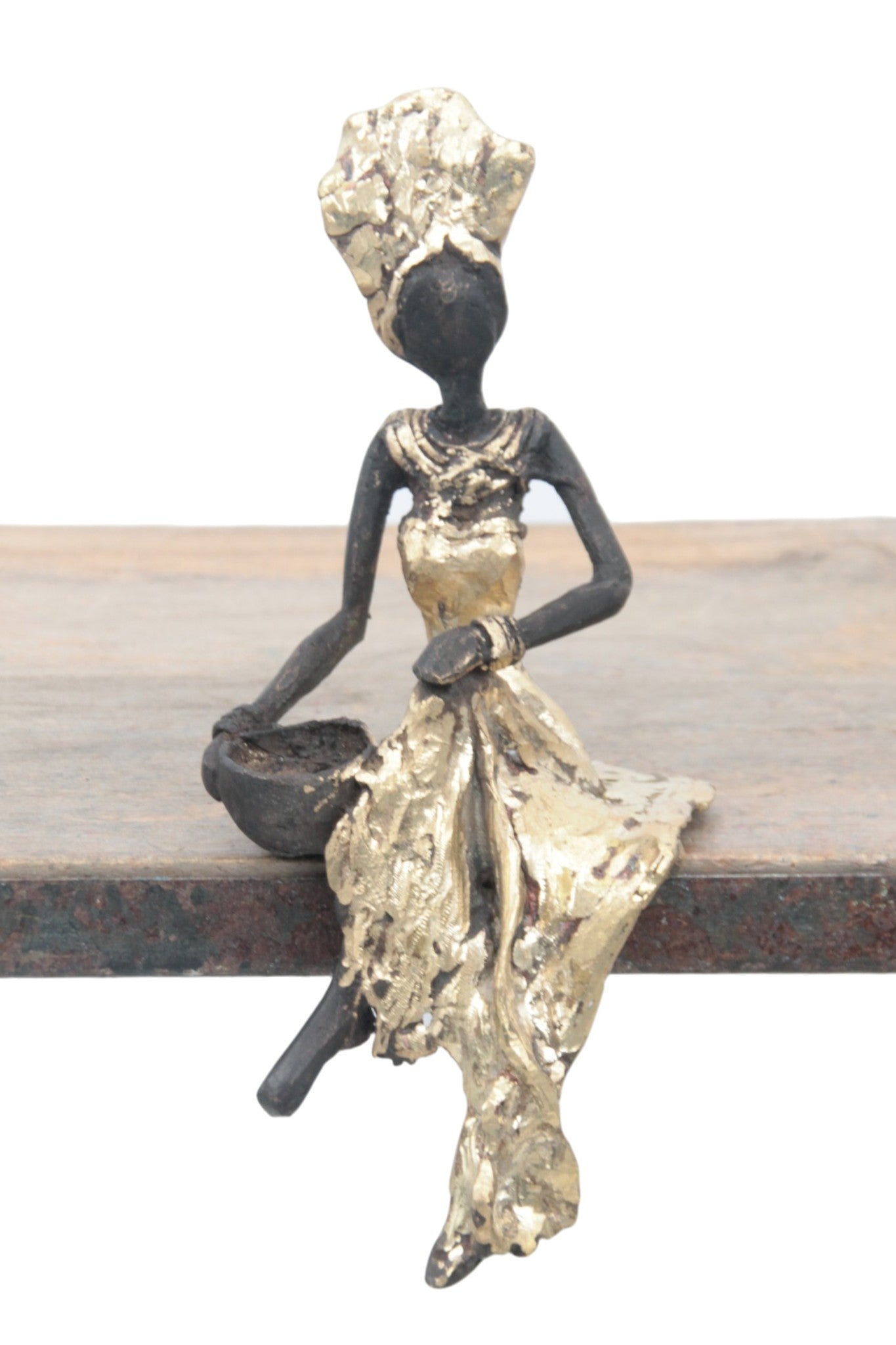 Bronze assis 15 cm doré n°17 