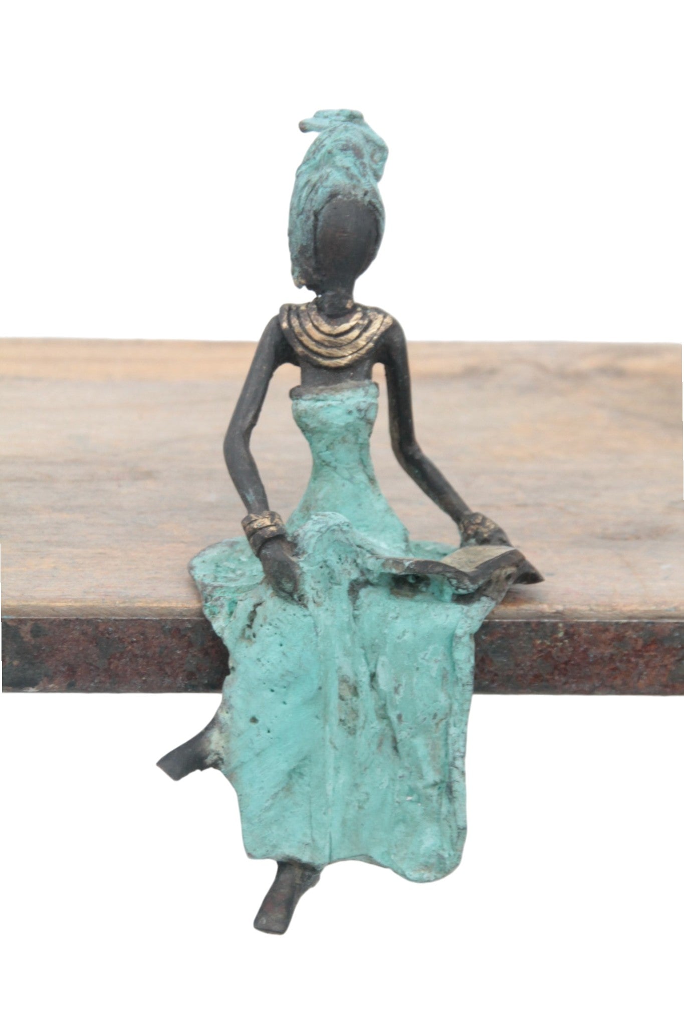 Bronze assis 15 cm turquoise n°5 