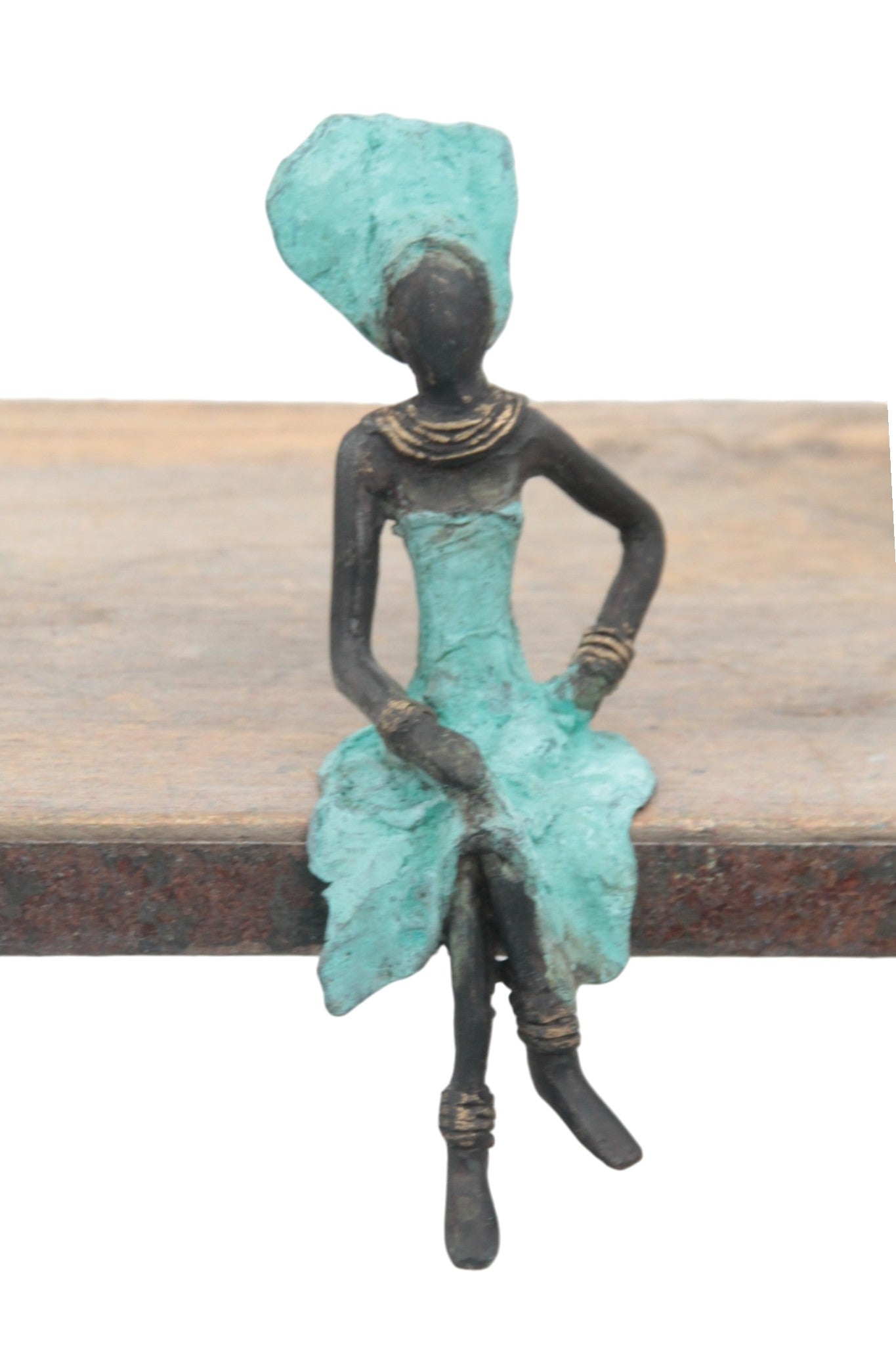 Bronze assis 15 cm turquoise n°6 
